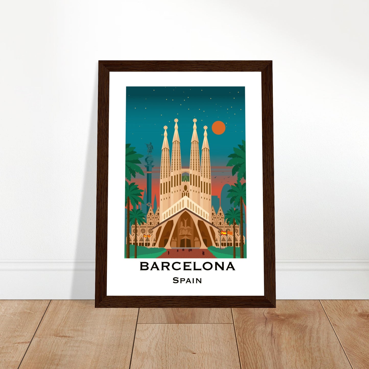 Barcelona, Spain- Sagrada Familia at Night City Poster