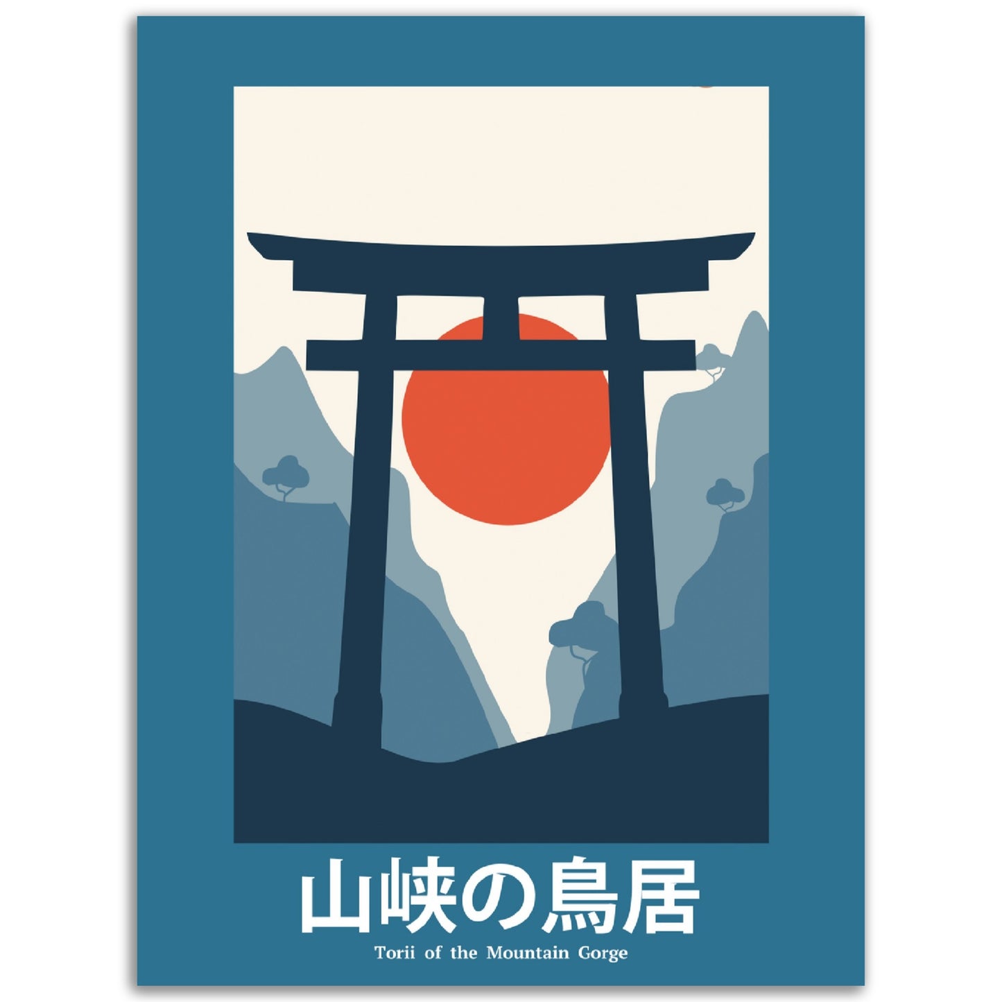 Torii of the Mountain Gorge - Abstract Japan Poster