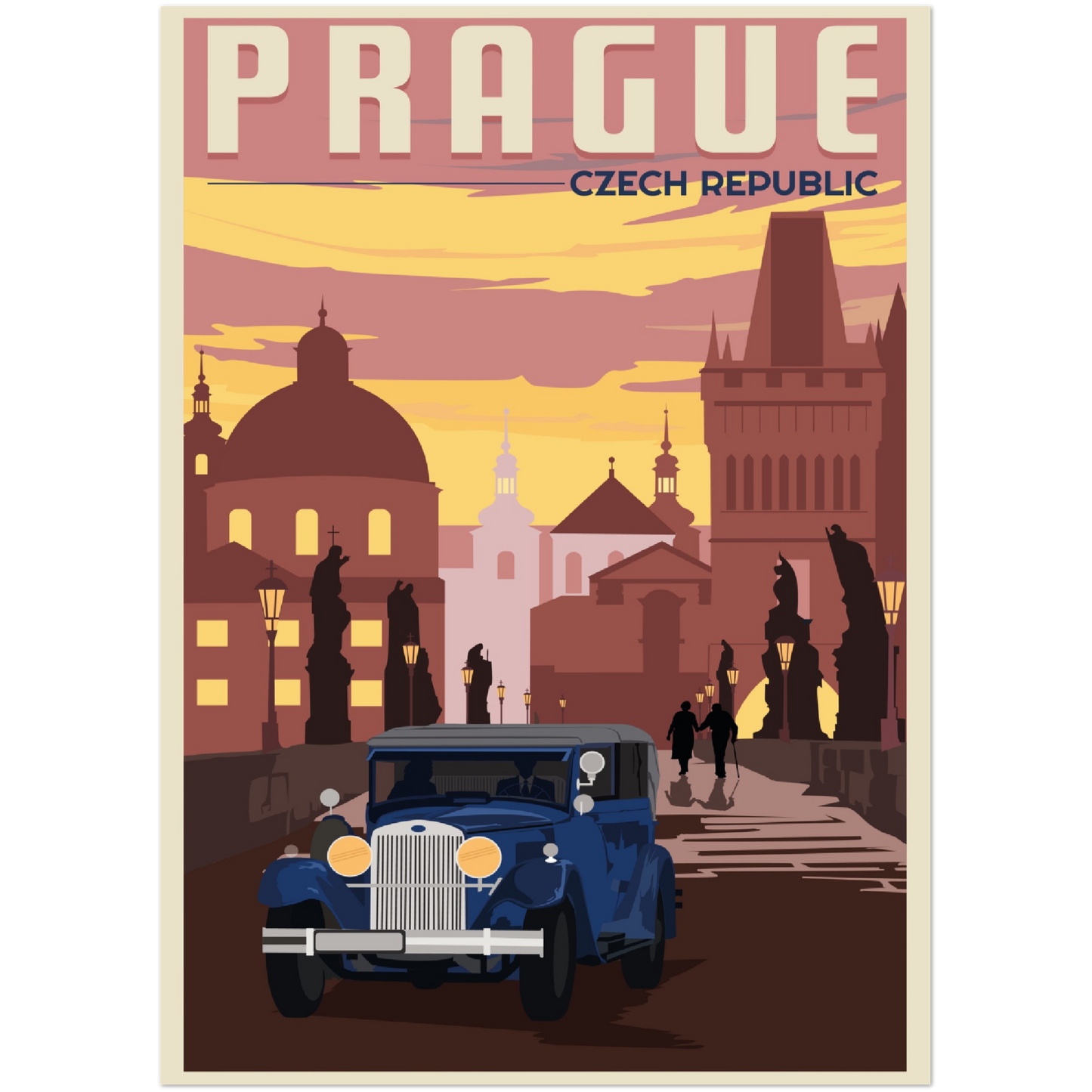 Prague - Charles Bridge by Night Poster
