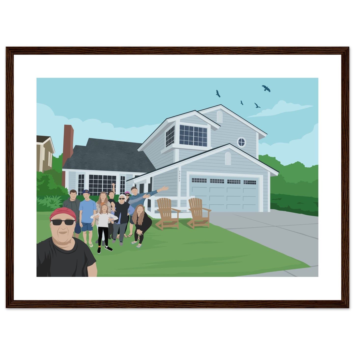 Ann Parent's house Dusk & Family -  Customized  Poster (Framed)