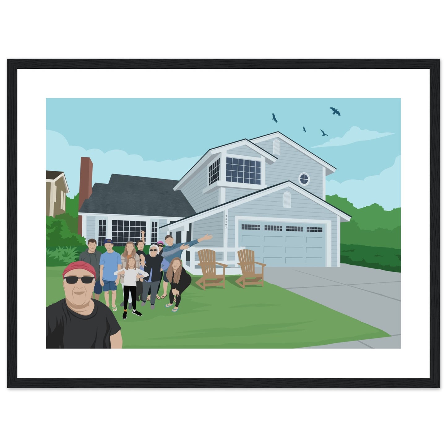 Ann Parent's house Dusk & Family -  Customized  Poster (Framed)