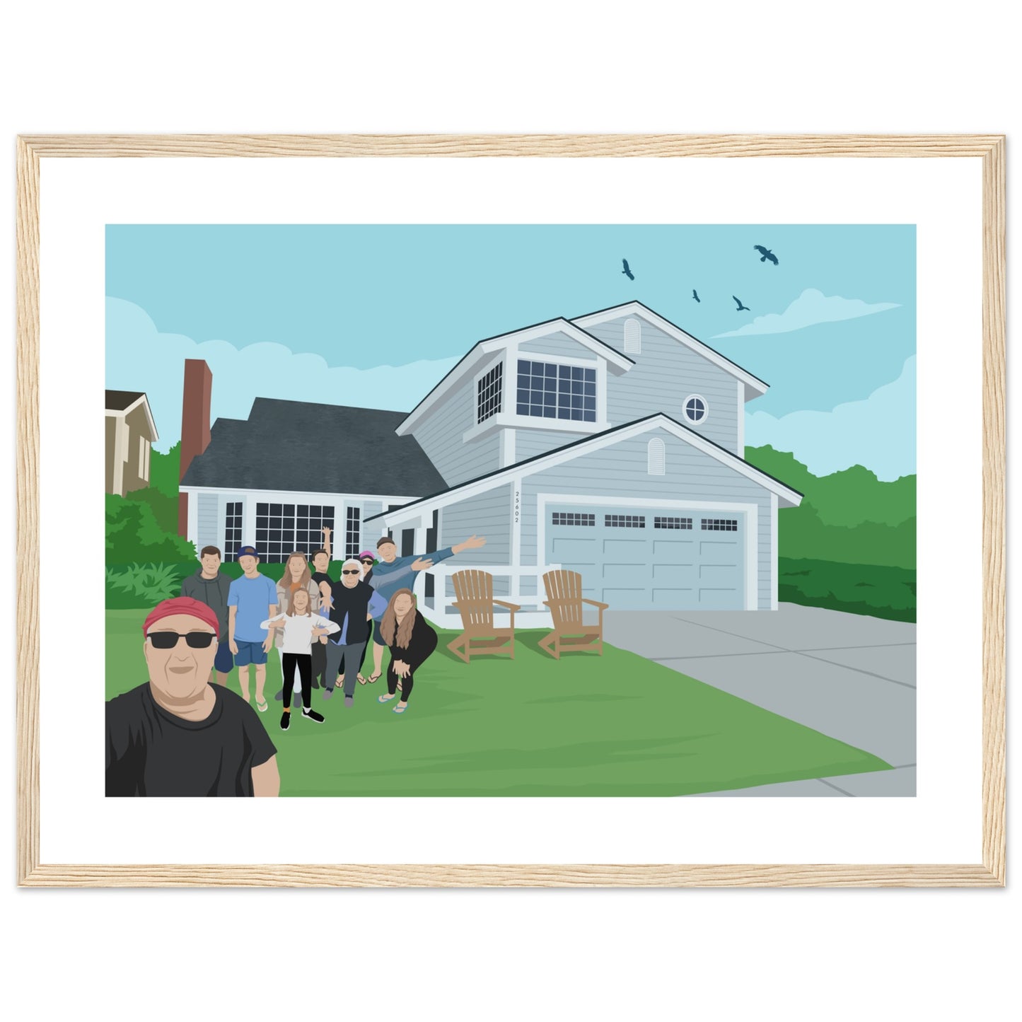 Ann Parent's house Dusk & Family -  Customized  Poster (Framed)