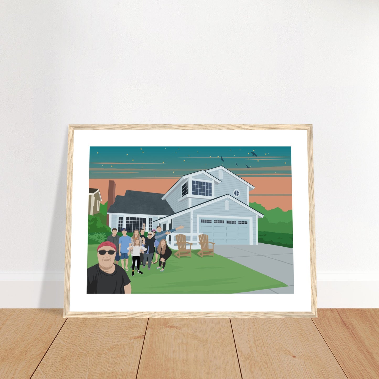 Ann Parent's house Dusk & Family -  Customized  Poster (Framed)
