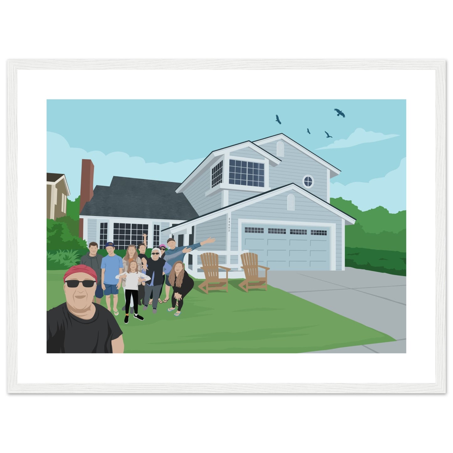 Ann Parent's house Dusk & Family -  Customized  Poster (Framed)