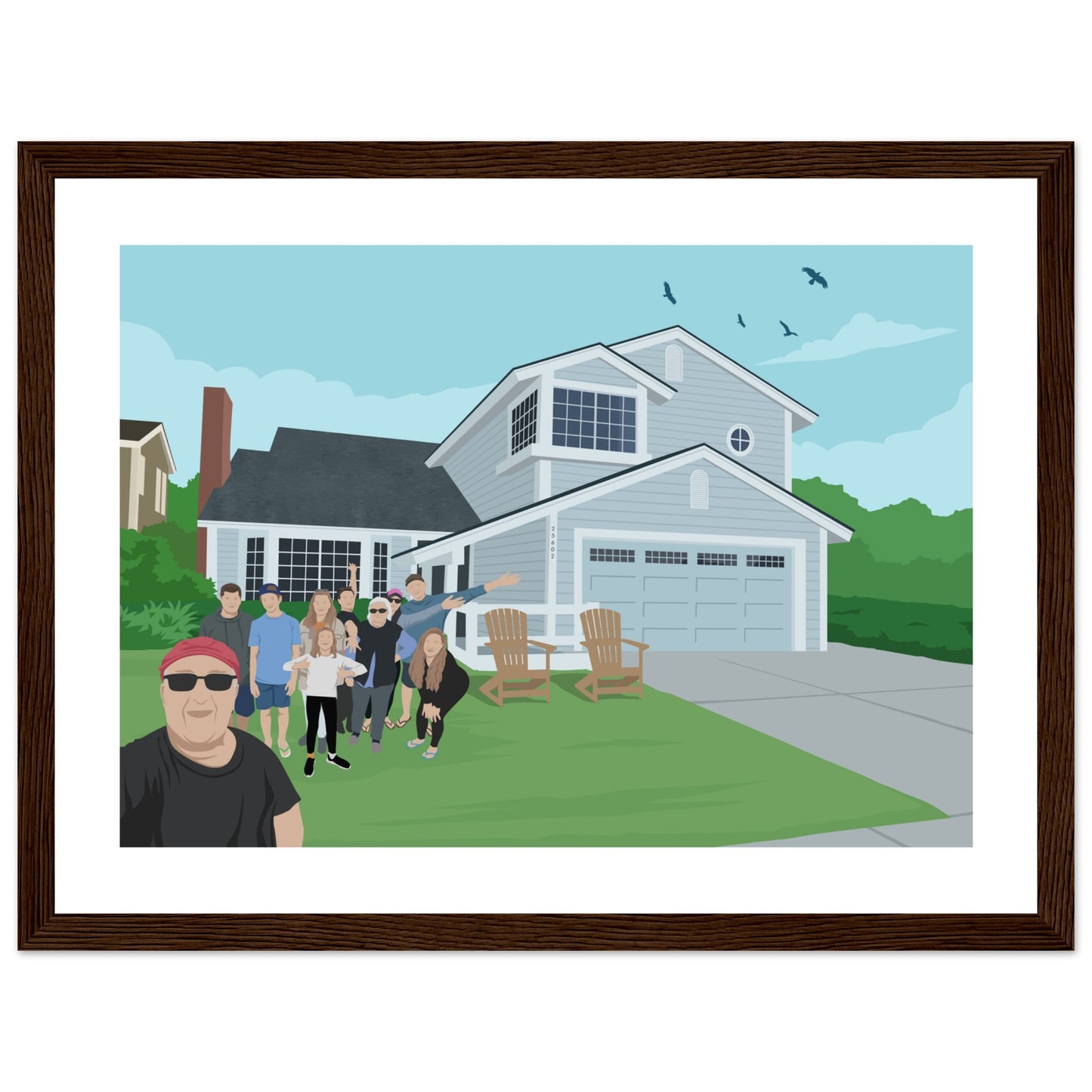 Ann Parent's house Dusk & Family -  Customized  Poster (Framed)