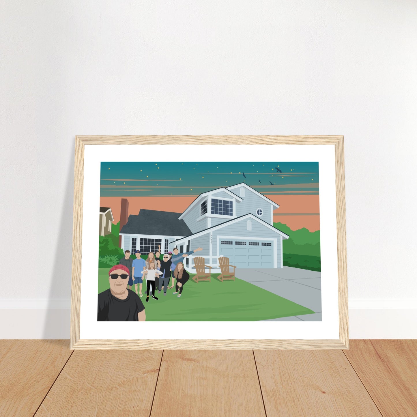 Ann Parent's house Dusk & Family -  Customized  Poster (Framed)