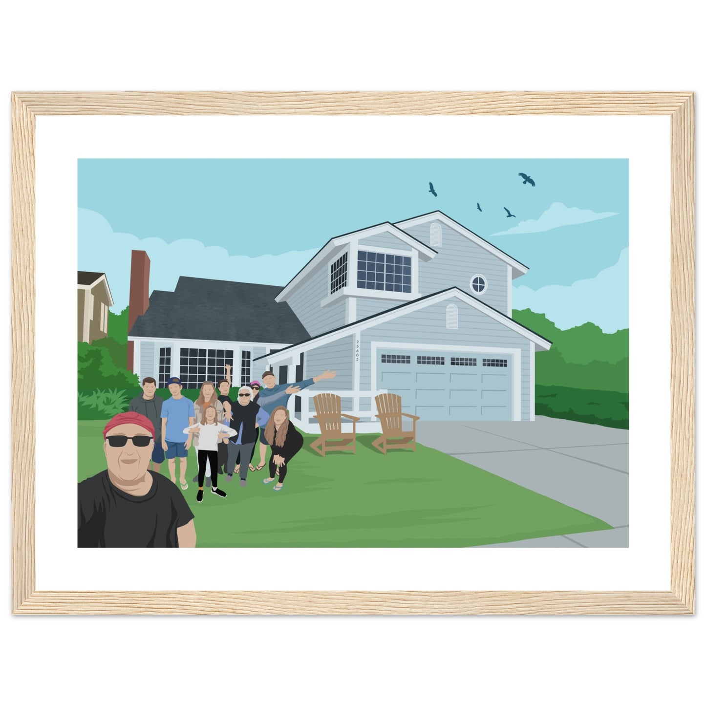 Ann Parent's house Dusk & Family -  Customized  Poster (Framed)