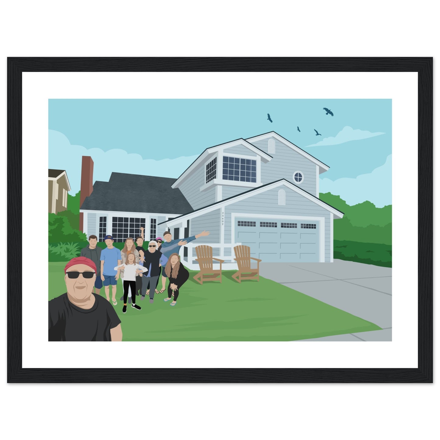 Ann Parent's house Dusk & Family -  Customized  Poster (Framed)