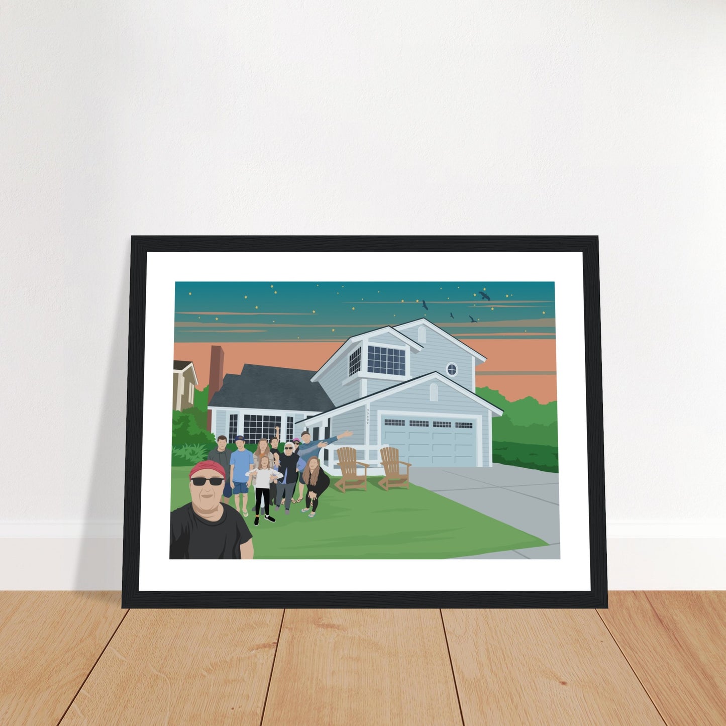 Ann Parent's house Dusk & Family -  Customized  Poster (Framed)